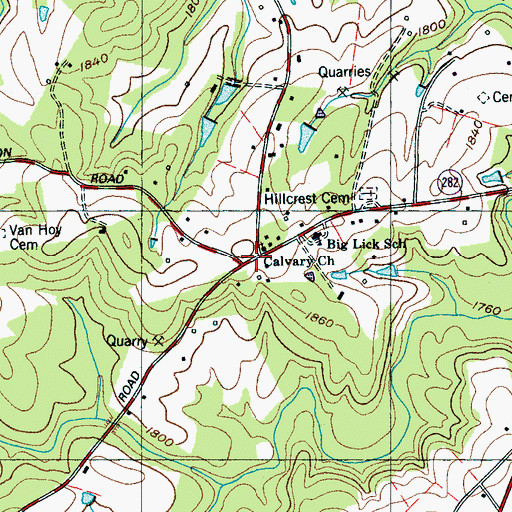 Topographic Map of Oak Grove, TN
