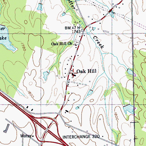 Topographic Map of Oak Grove School (historical), TN