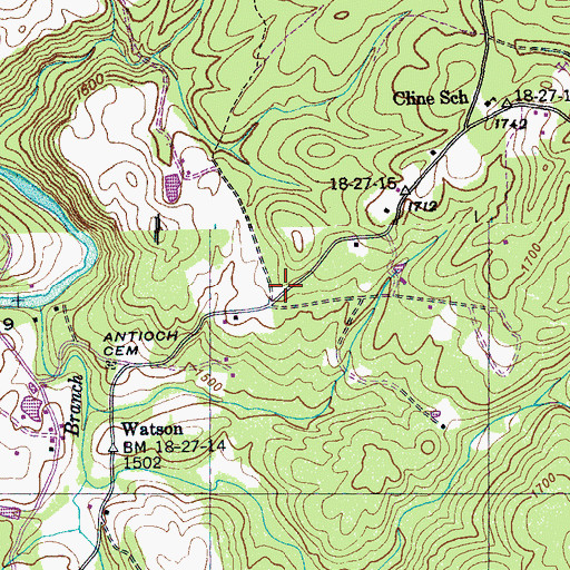 Topographic Map of Pine Grove School (historical), TN
