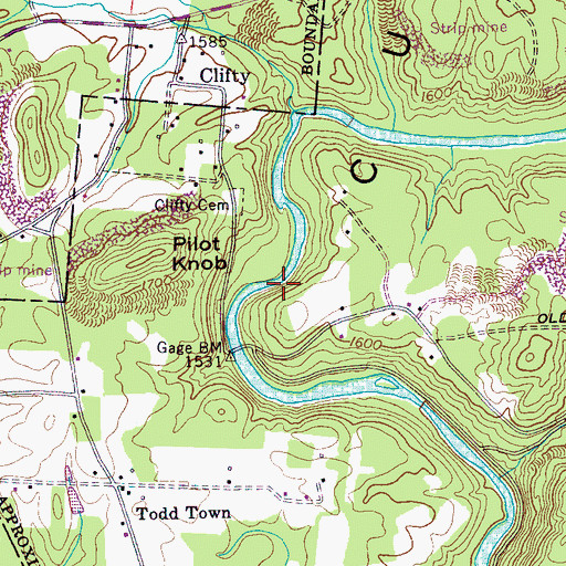 Topographic Map of Pilot Falls, TN