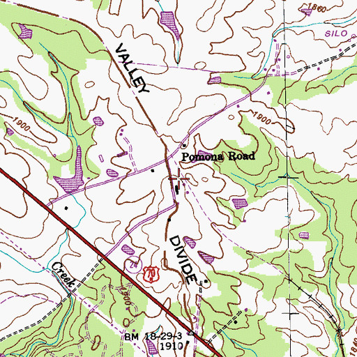 Topographic Map of Pomona Road, TN