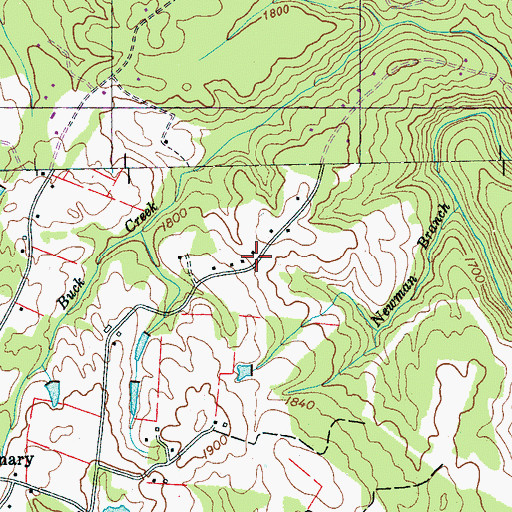 Topographic Map of Russell Shack Ridge, TN