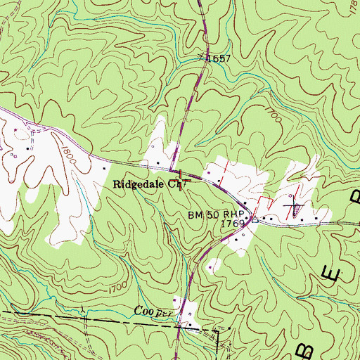 Topographic Map of Ridgedale School (historical), TN