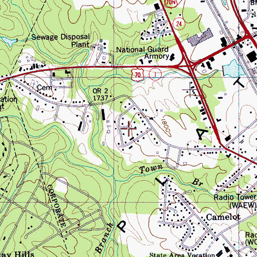 Topographic Map of Sunset Terrace, TN