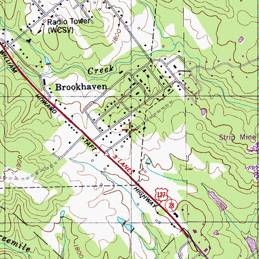 Topographic Map of South Hills, TN