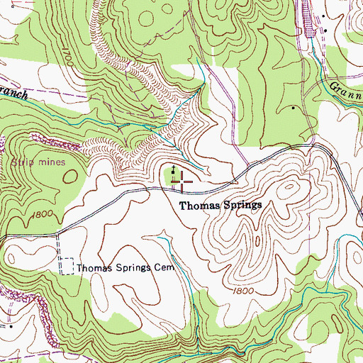 Topographic Map of Thomas Springs School (historical), TN