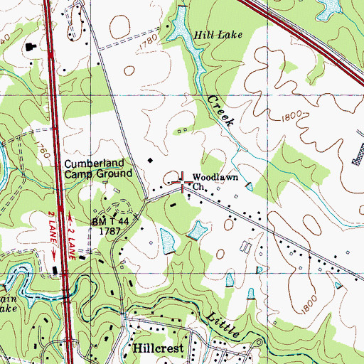 Topographic Map of Woodlawn School (historical), TN