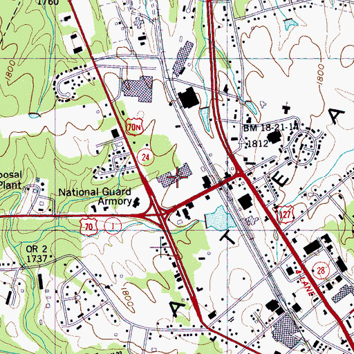 Topographic Map of Woodmere Mall Shopping Center, TN
