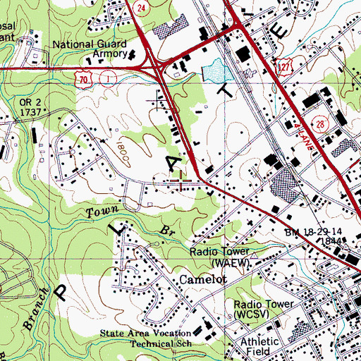 Topographic Map of Woodstock Estates, TN