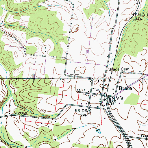 Topographic Map of Brace School (historical), TN