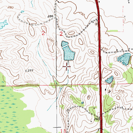 Topographic Map of Morris Dees Number 2 Dam, AL