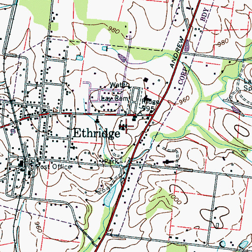Topographic Map of Ethridge Elementary School, TN