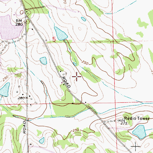 Topographic Map of Rolling Lakes Dam, AL