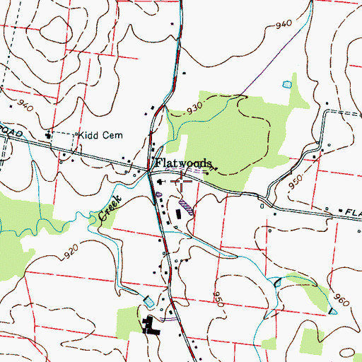 Topographic Map of Flatwood School (historical), TN