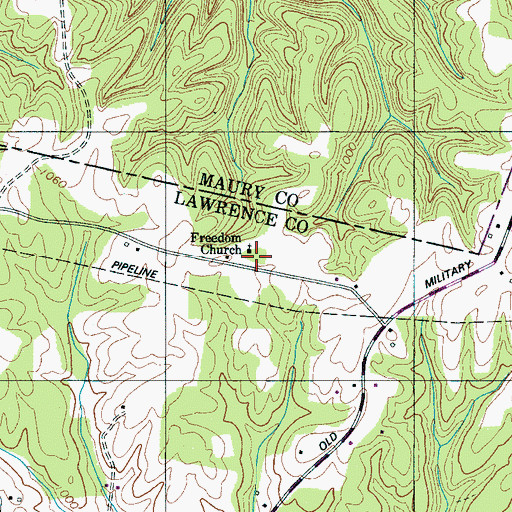 Topographic Map of Freedom School (historical), TN