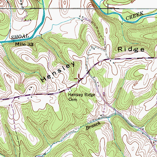 Topographic Map of Hensley Ridge (historical), TN