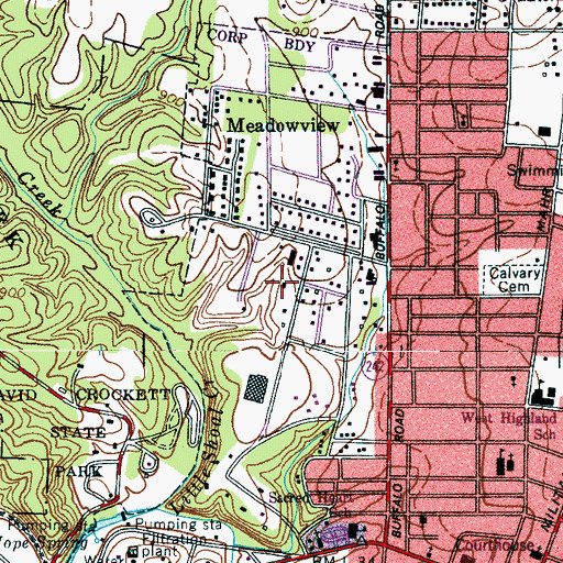 Topographic Map of Lawrence County Home (historical), TN