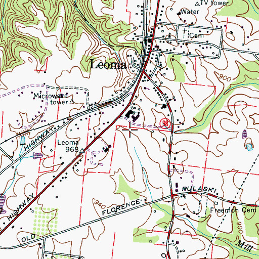 Topographic Map of Leoma Elementary School, TN