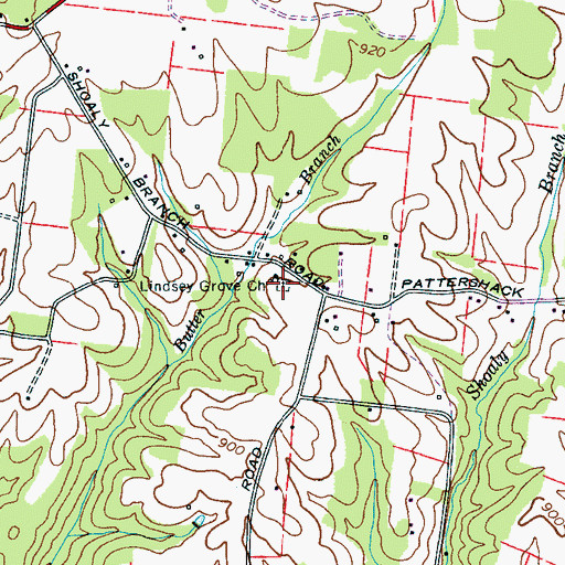 Topographic Map of Lindsey Grove Cemetery, TN