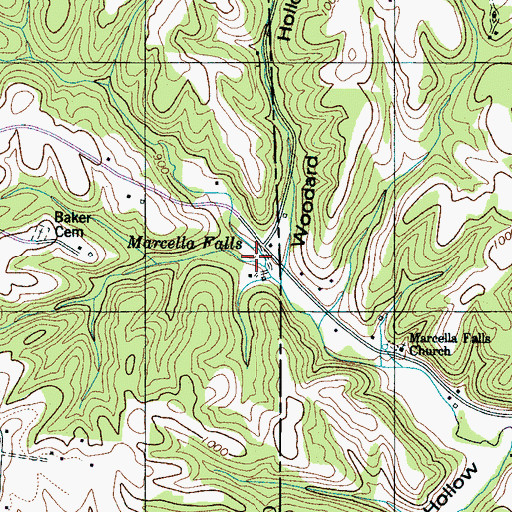 Topographic Map of Marcella (historical), TN
