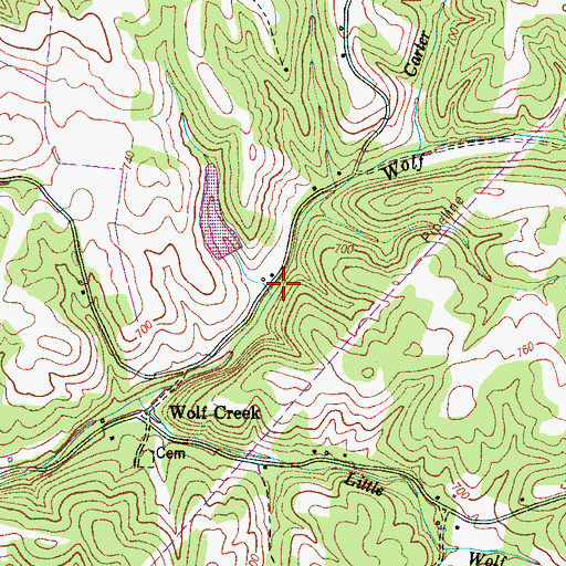 Topographic Map of McKinney Mine, TN