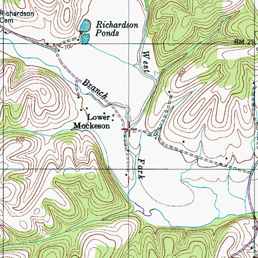 Topographic Map of Moodys Fork, TN