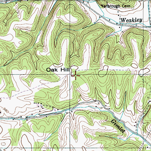 Topographic Map of Oak Hill School (historical), TN