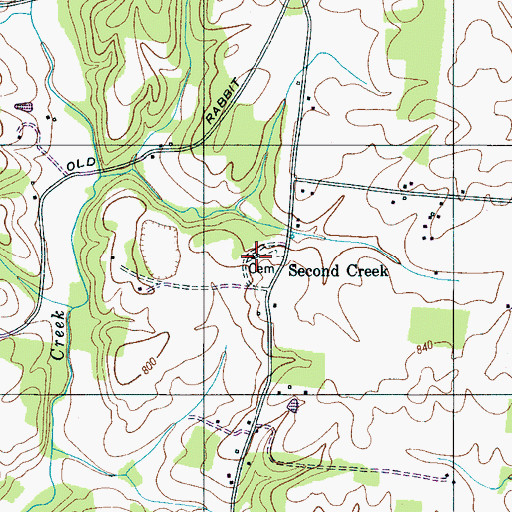 Topographic Map of Second Creek Baptist Church, TN