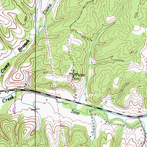 Topographic Map of Shrader Cemetery, TN