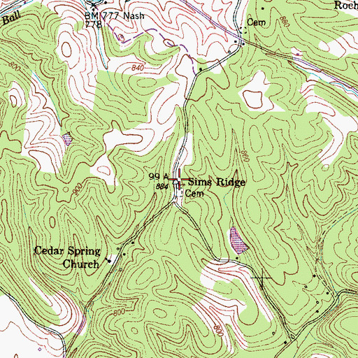 Topographic Map of Sims Ridge School (historical), TN