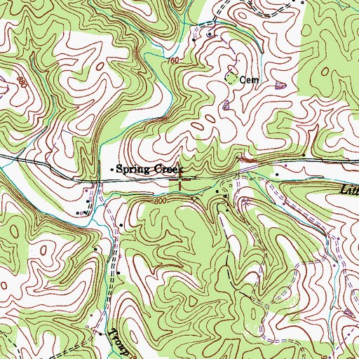Topographic Map of Spring Creek School (historical), TN