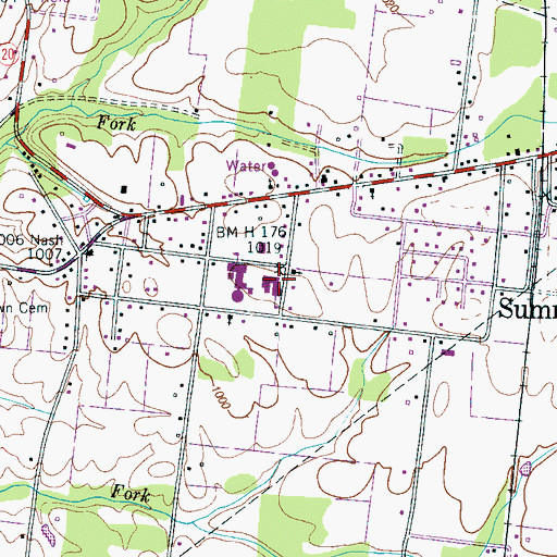 Topographic Map of Summertown Elementary School, TN