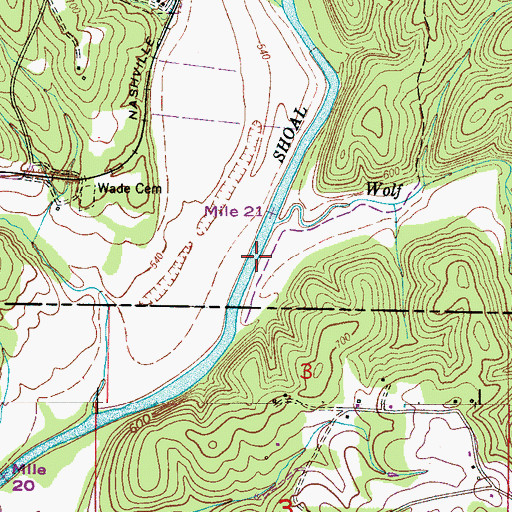 Topographic Map of Ward Ford, TN