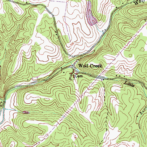 Topographic Map of Wolf Creek Church (historical), TN