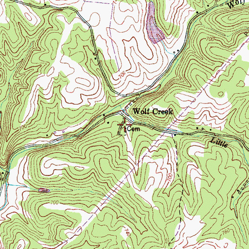 Topographic Map of Wolf Creek Church (historical), TN