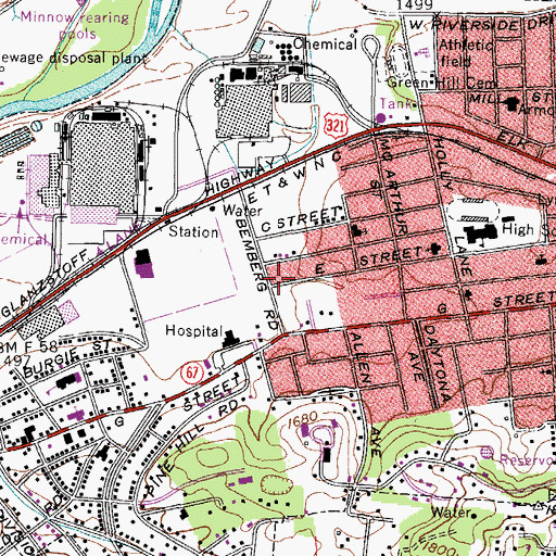 Topographic Map of Carter County Shopping Center, TN