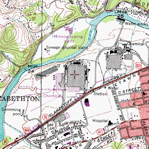 Topographic Map of Cherokee Industrial Park, TN