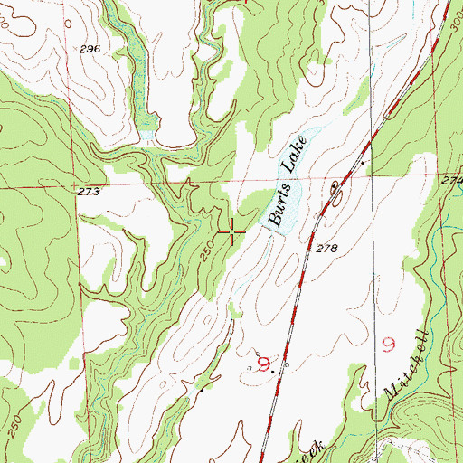 Topographic Map of Burkes Lake Dam, AL