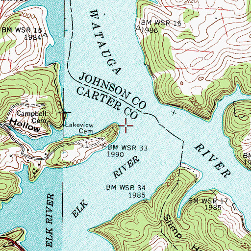 Topographic Map of Elk Church (historical), TN