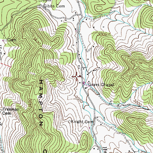 Topographic Map of Hampton Creek School (historical), TN