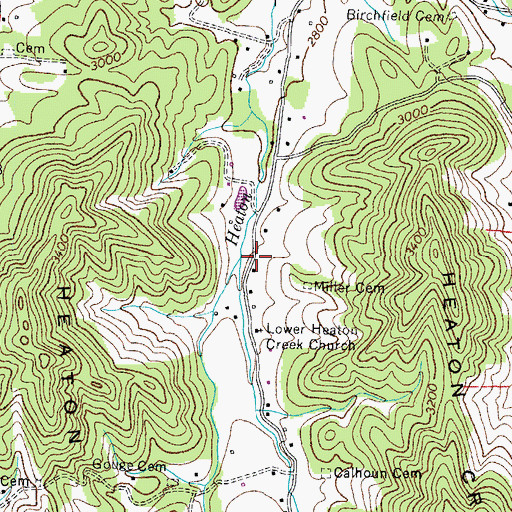 Topographic Map of Heaton Creek, TN