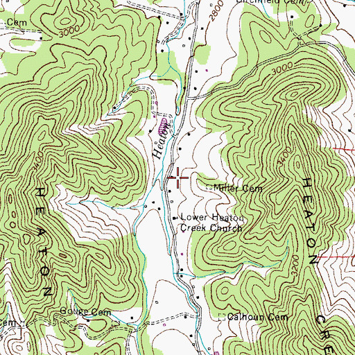 Topographic Map of Heaton Creek School (historical), TN