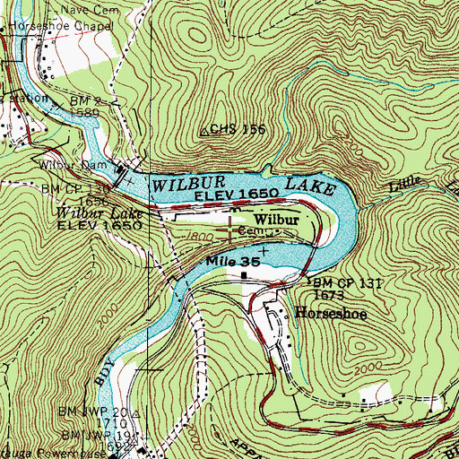 Topographic Map of Horseshoe School (historical), TN
