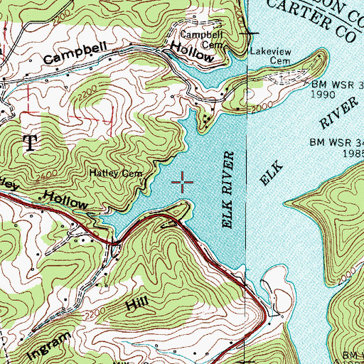 Topographic Map of Lineback (historical), TN