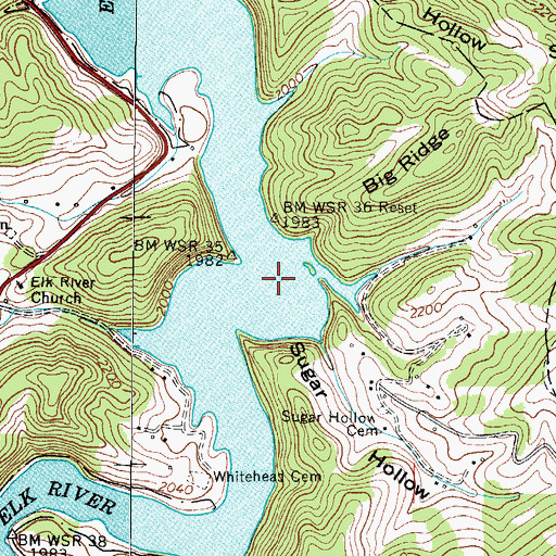 Topographic Map of Lower Elk River School (historical), TN