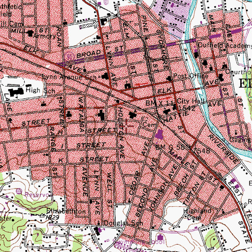 Topographic Map of Walter Curtis Memorial Park, TN