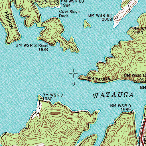 Topographic Map of Whiting (historical), TN