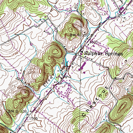 Topographic Map of Bashors Mill (historical), TN