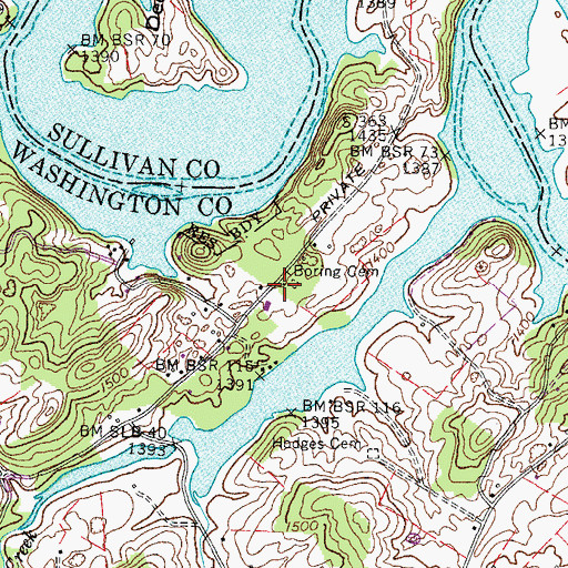 Topographic Map of Boring Chapel (historical), TN