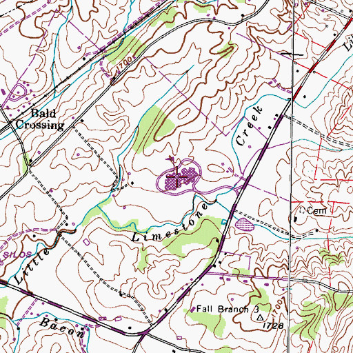 Topographic Map of David Crockett High School, TN